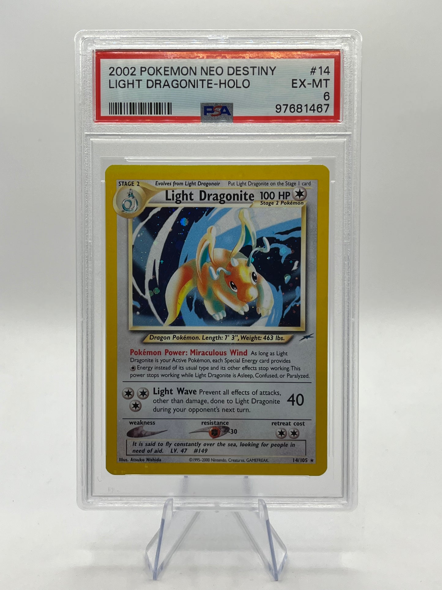 Light Dragonite Holo PSA 6 - Neo Destiny 2002