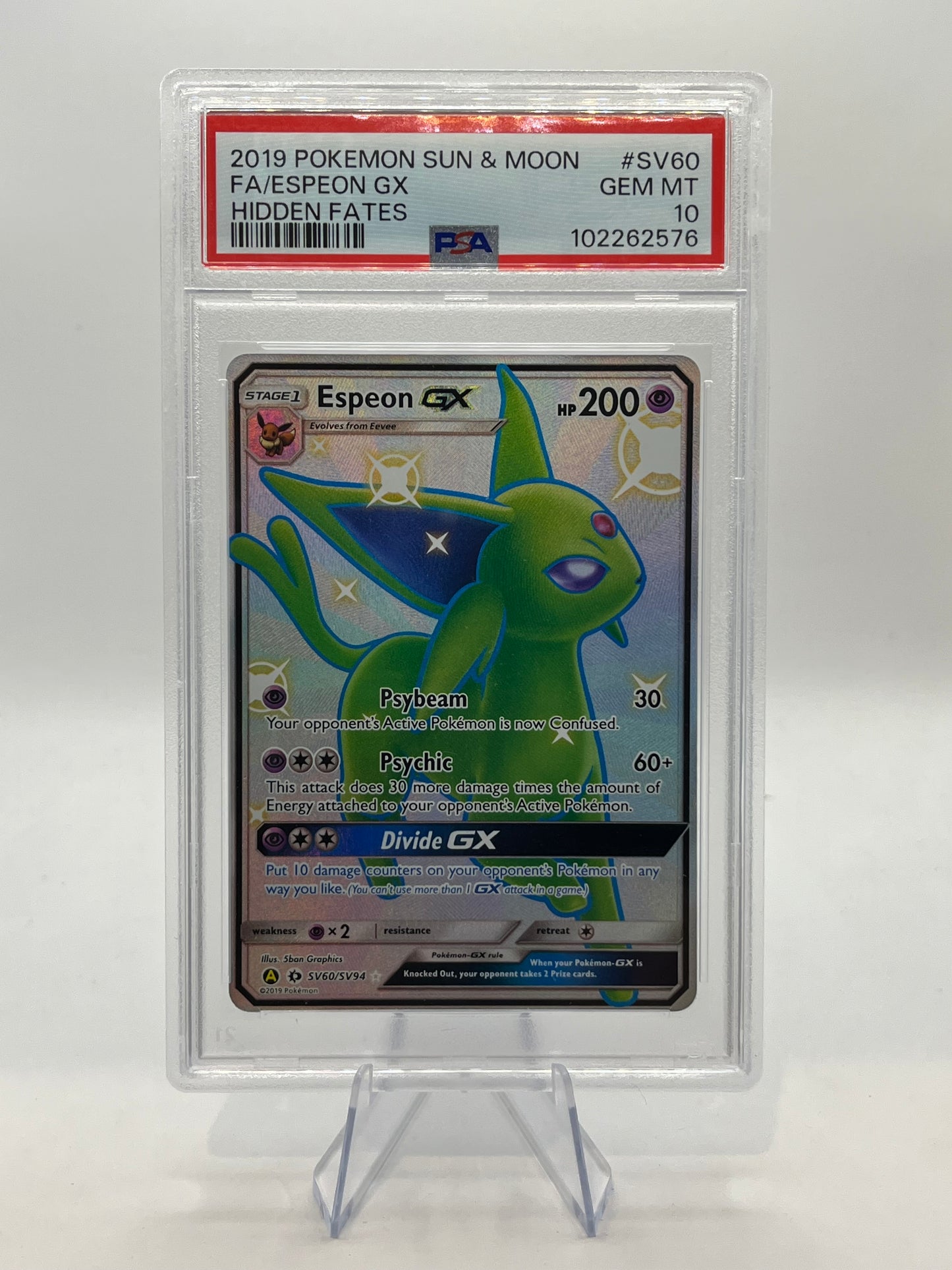Espeon GX Full Art Shiny PSA 10 - Hidden Fates 2019