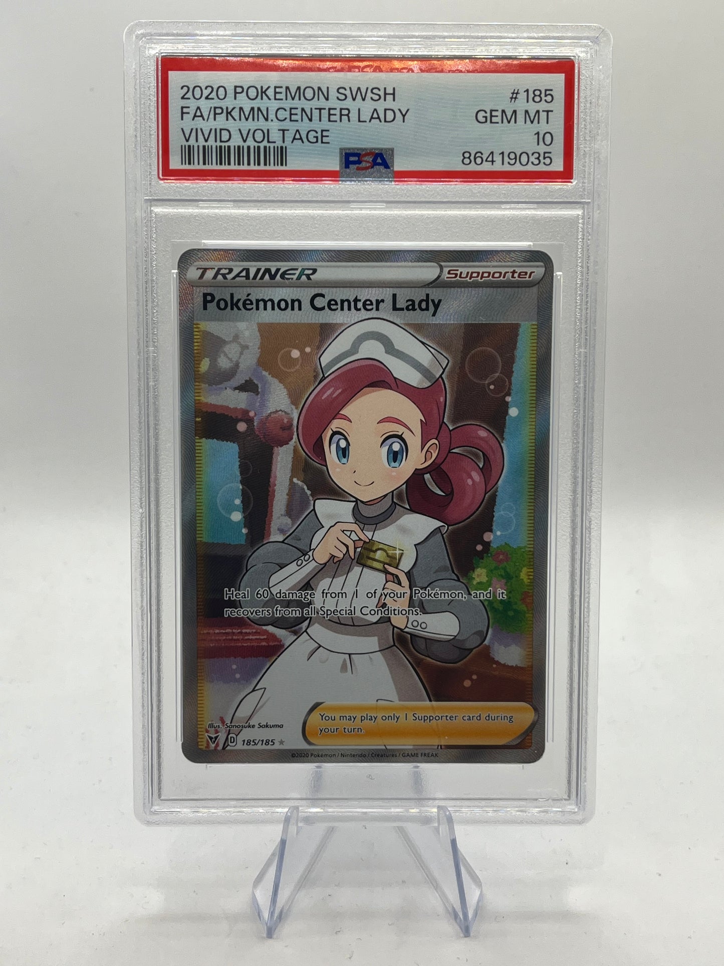 Pokemon Center Lady Full Art PSA 10 - Vivid Voltage 2020