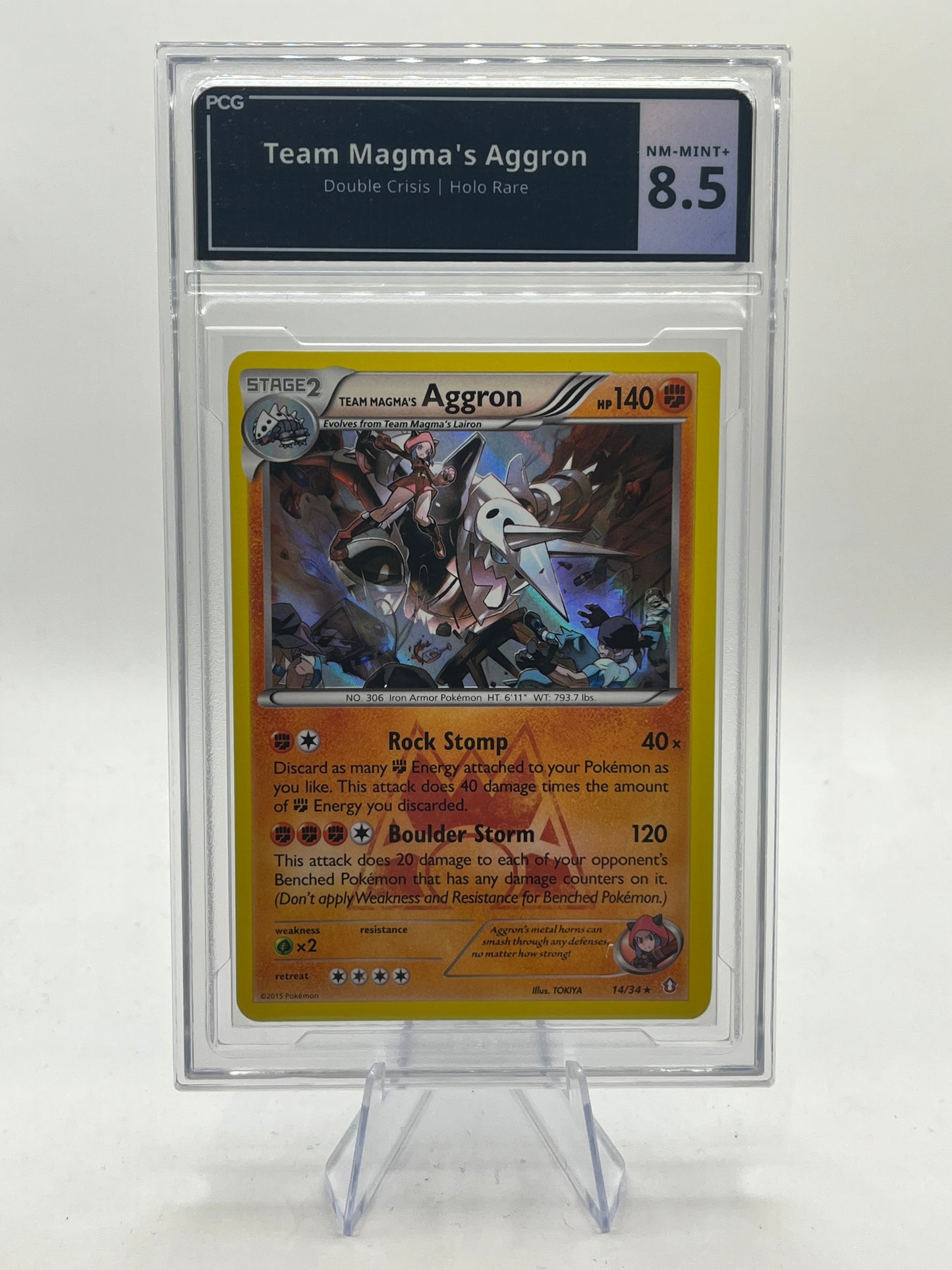 Team Magma's Aggron Holo PCG 8.5 - Double Crisis 2015