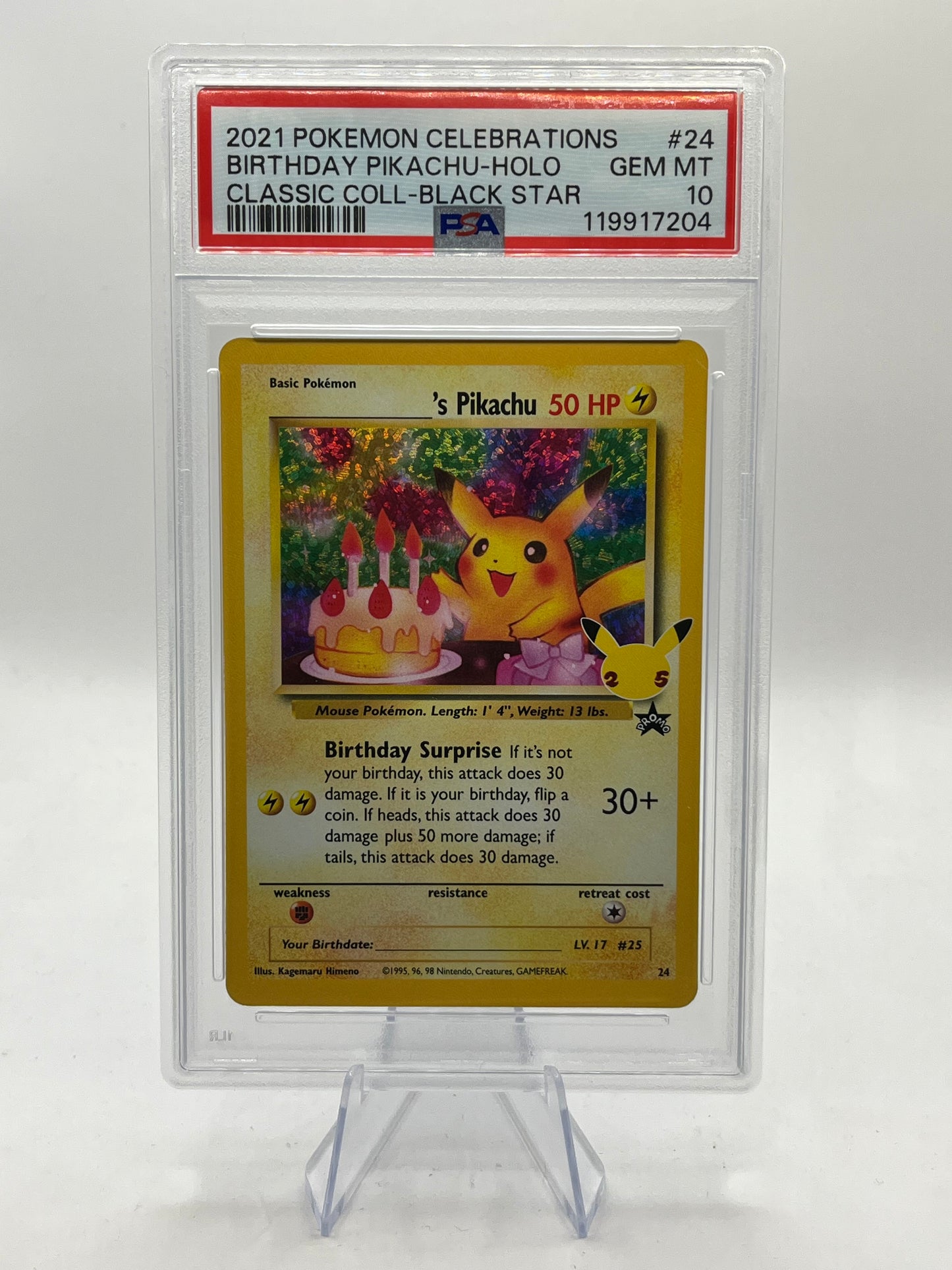 Birthday Pikachu Holo PSA 10 - Celebrations 2021