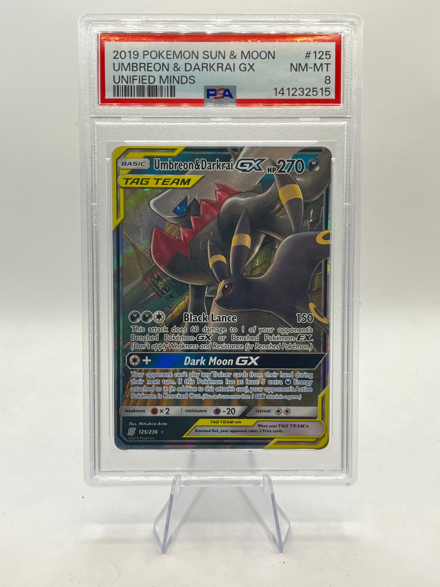 Umbreon & Darkrai GX PSA 8 - Unified Minds 2019