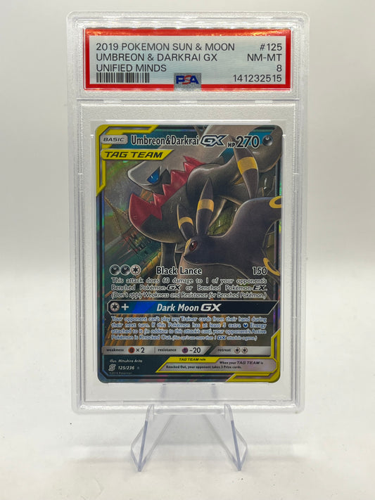 Umbreon & Darkrai GX PSA 8 - Unified Minds 2019
