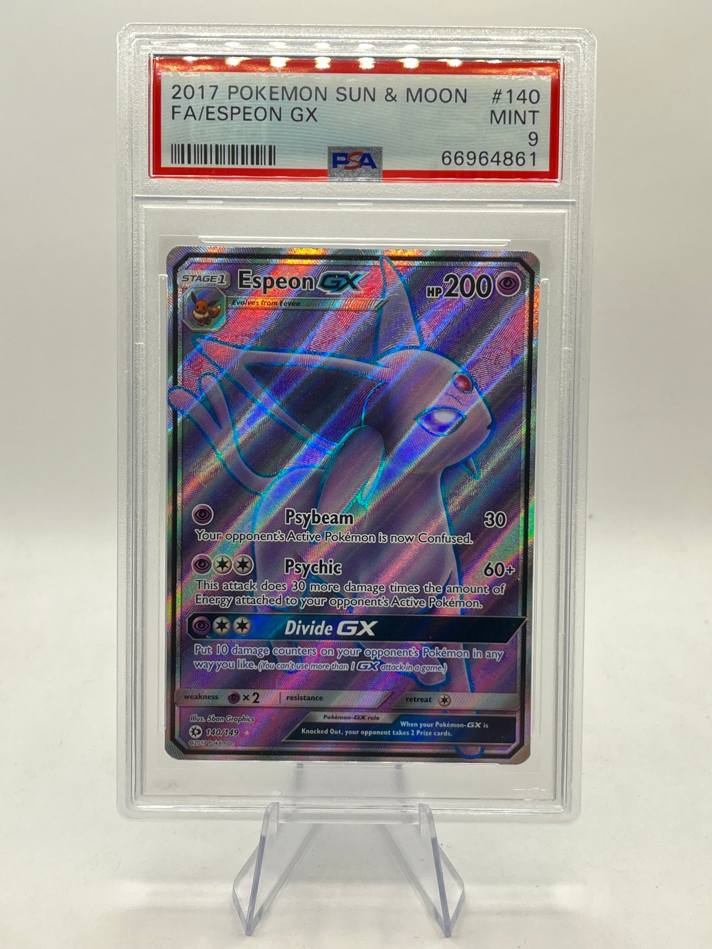 Espeon GX Full Art PSA 9 - Sun & Moon Base Set 2017