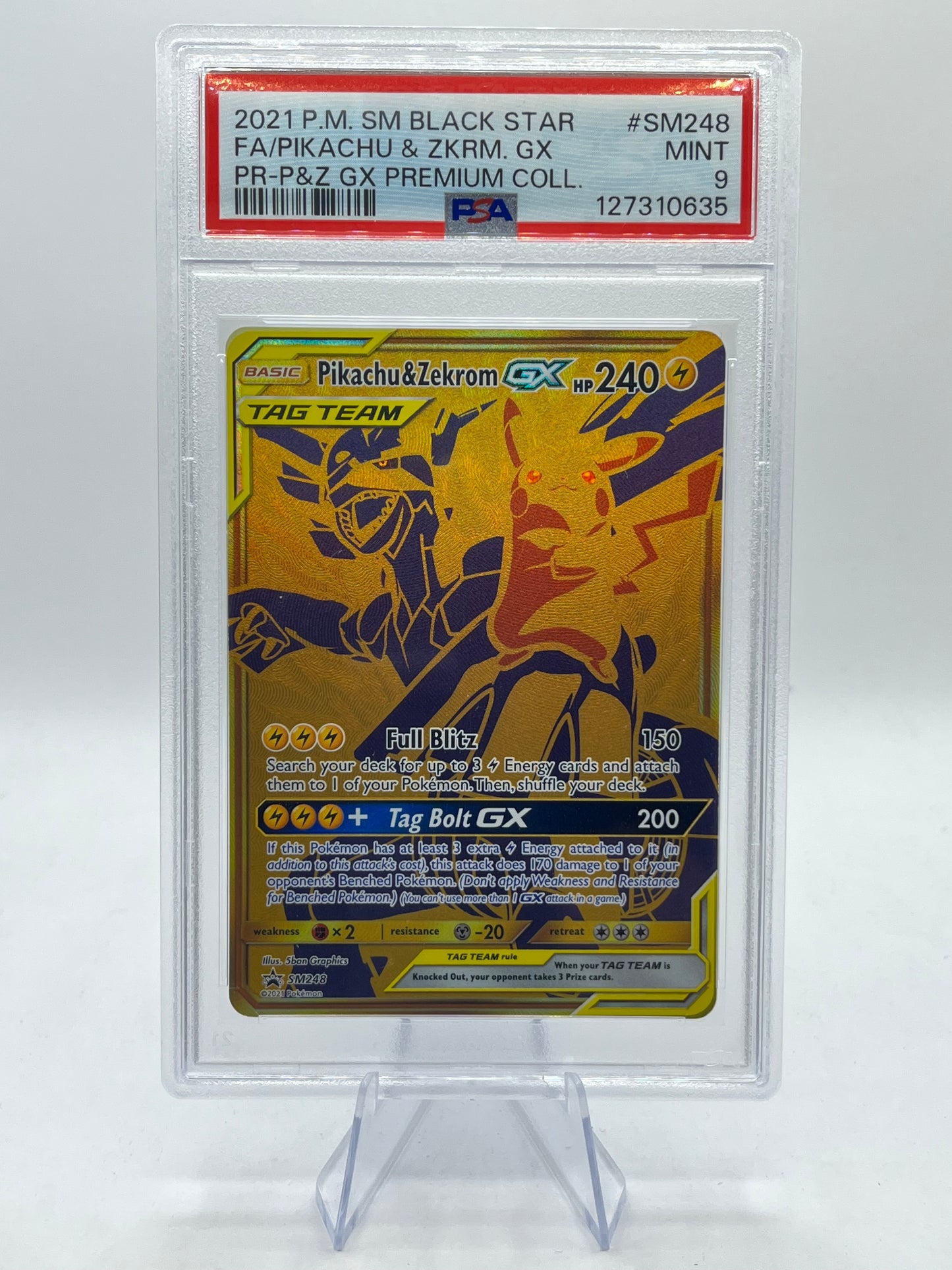 Pikachu & Zekrom GX Full Art PSA 9 - Premium Collection Promo 2021