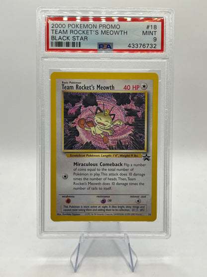 Team Rocket's Meowth PSA 9 - Black Star Promo 2000