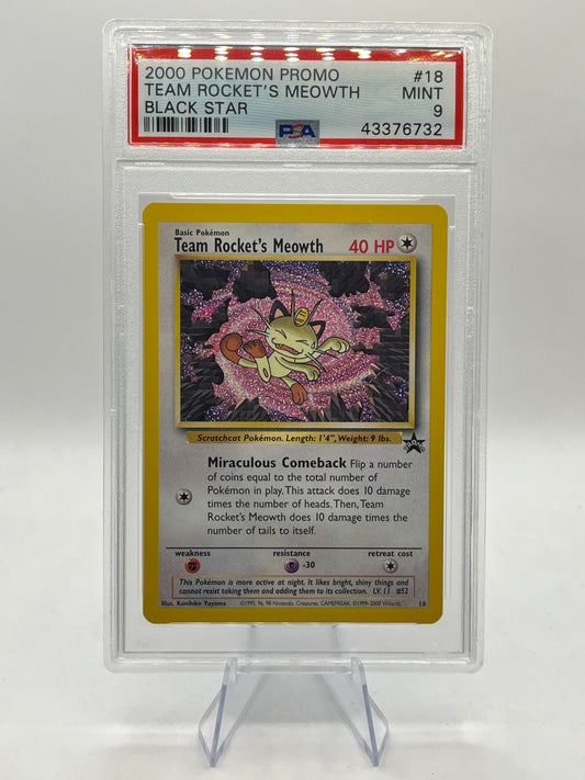Team Rocket's Meowth PSA 9 - Black Star Promo 2000