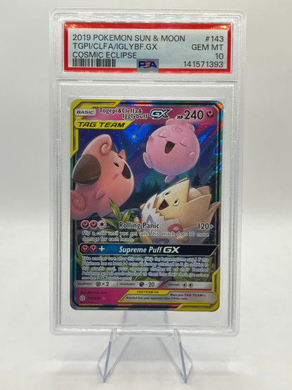 Togepi, Cleffa & Igglybuff GX PSA 10 - Cosmic Eclipse 2019