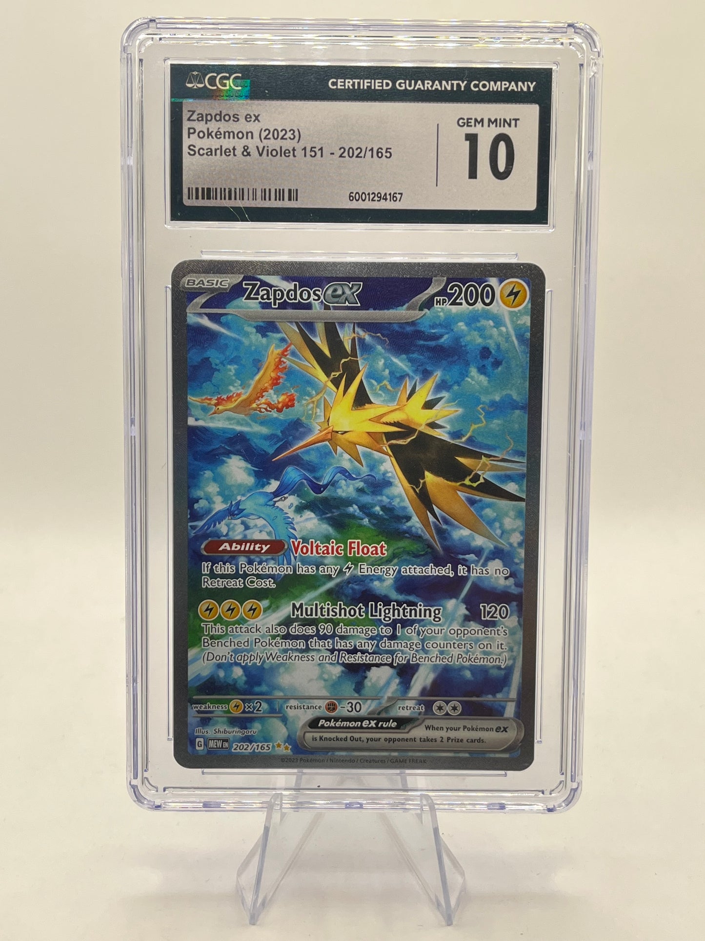 Zapdos ex SIR CGC 10 - Pokemon 151 2023