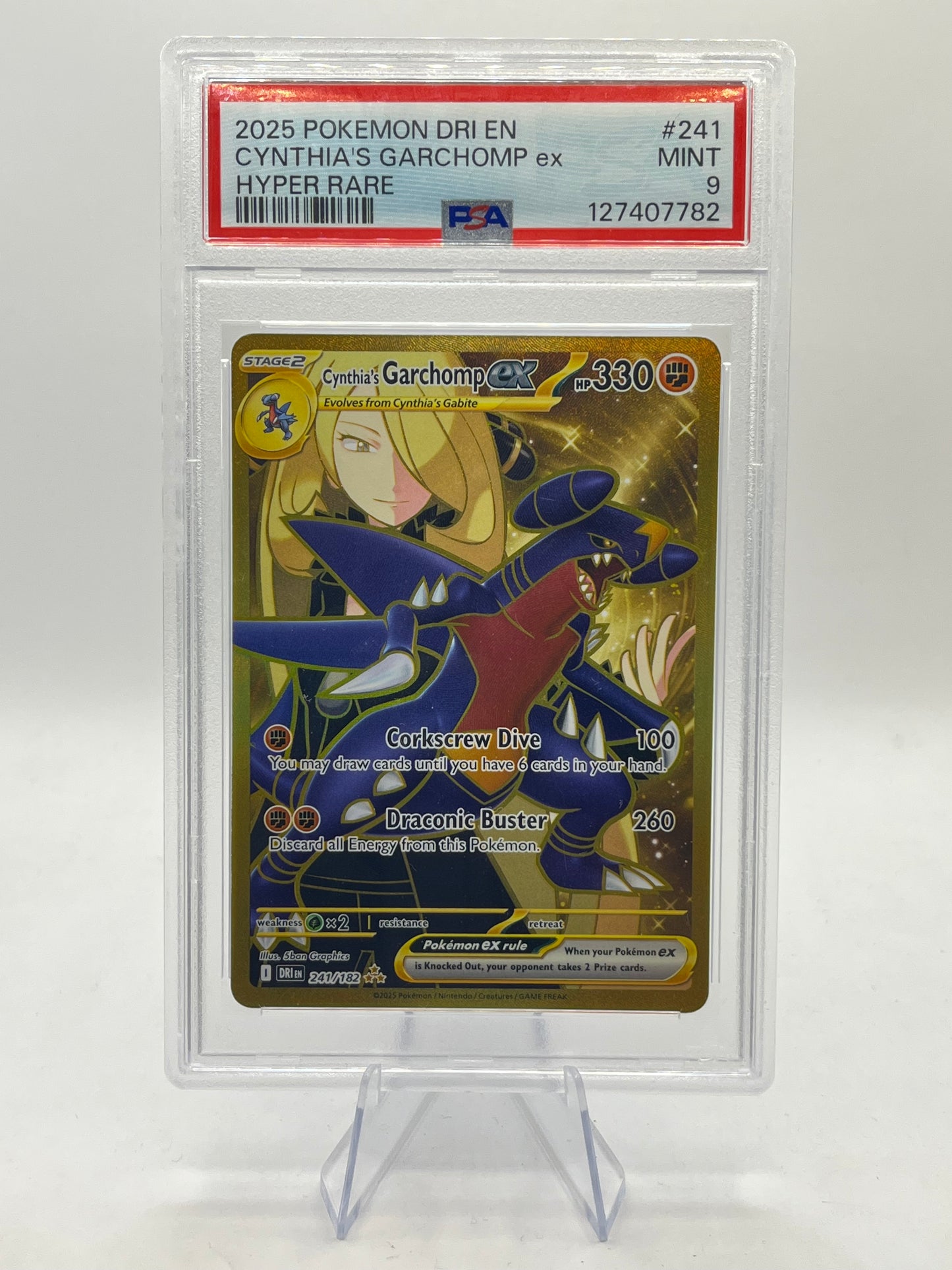 Cynthia's Garchomp Gold Full Art PSA 9 - Destined Rivals 2025