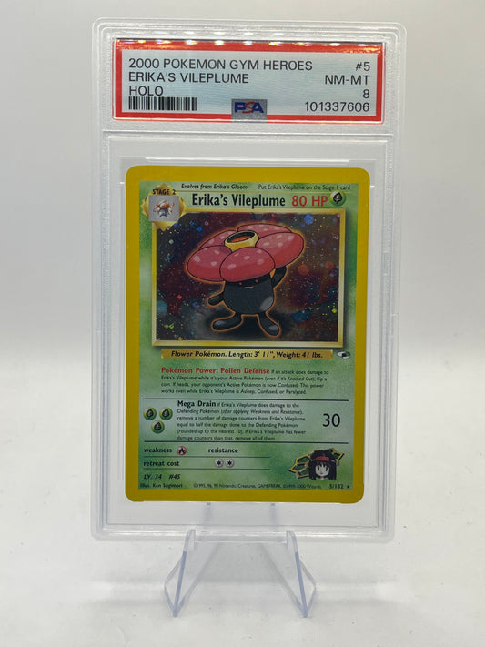 Erika's Vileplume Holo PSA 8 - Gym Heroes 2000