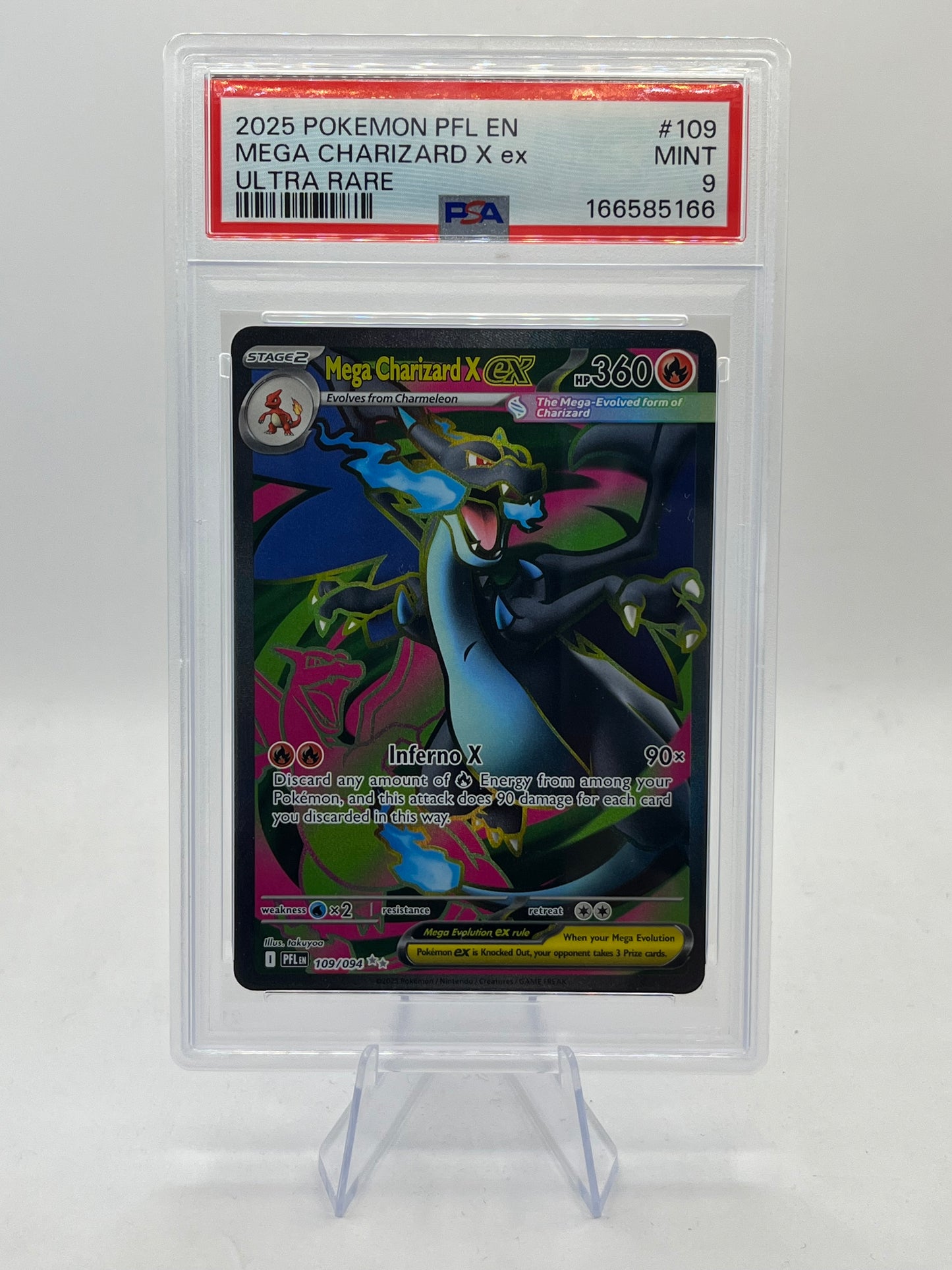 Mega Charizard X ex Full Art PSA 9 - Phantasmal Flames 2025