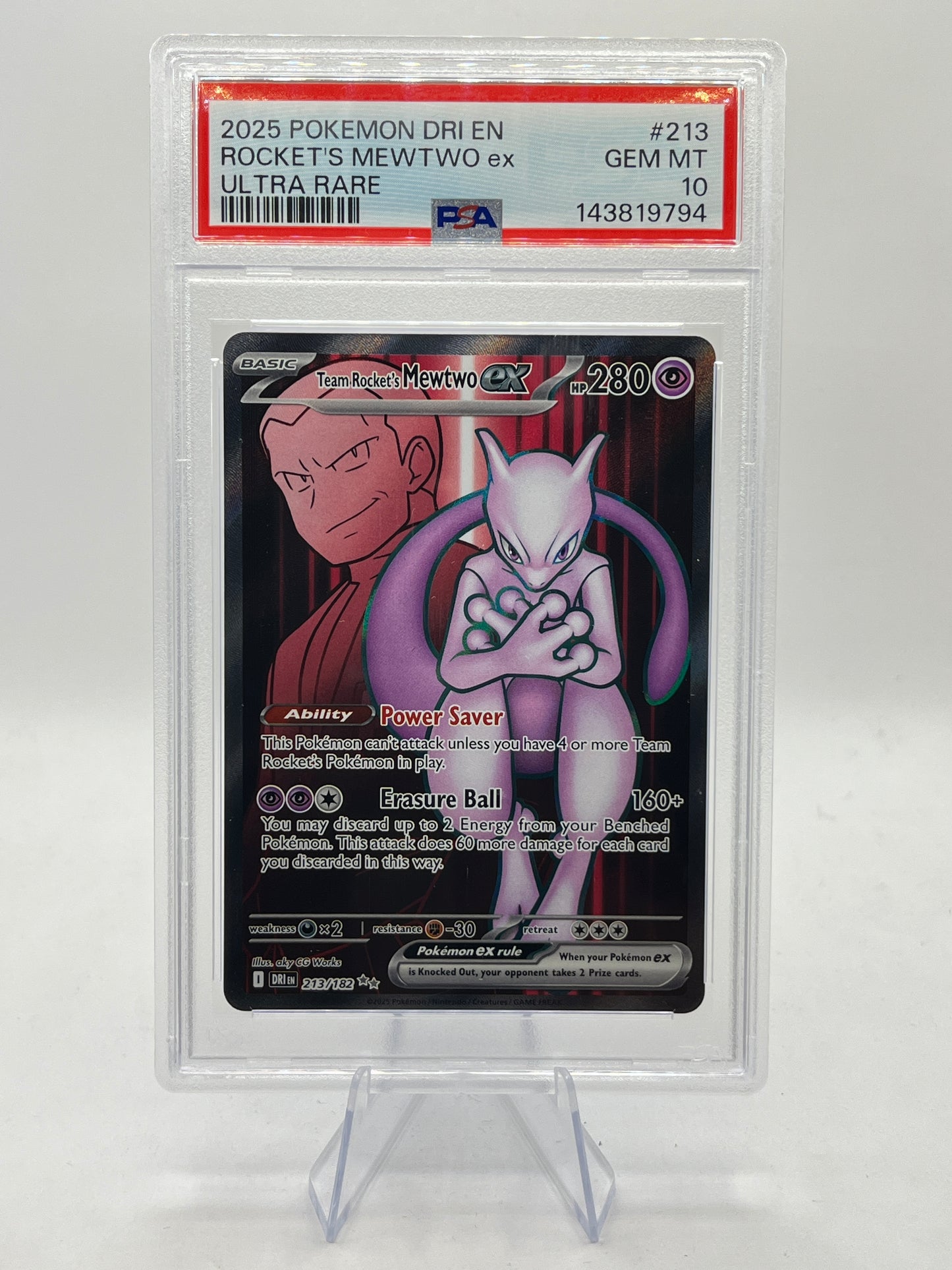 Rocket's Mewtwo ex Full Art PSA 10 - Destined Rivals 2025
