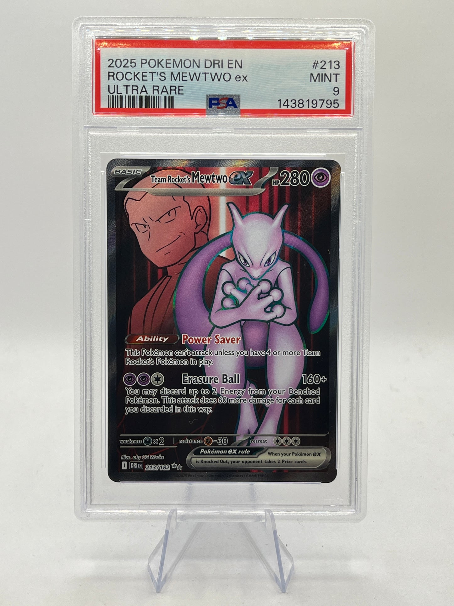 Rocket's Mewtwo ex Full Art PSA 9 - Destined Rivals 2025