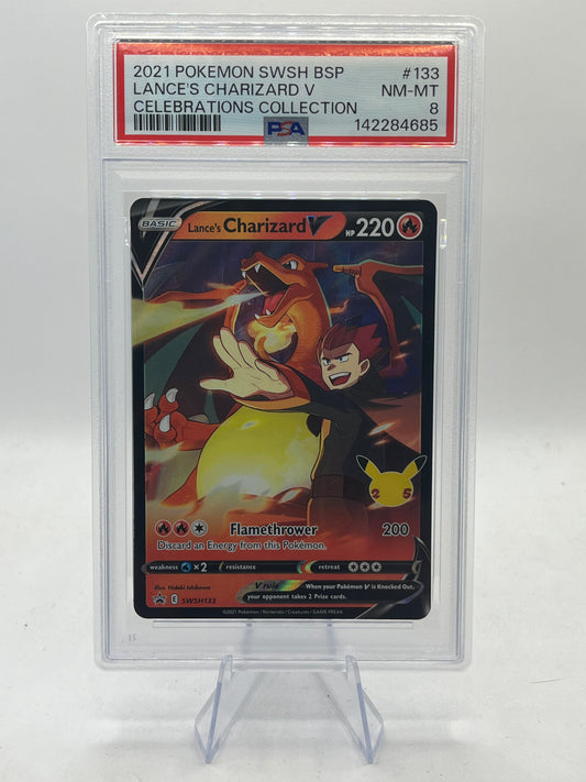 Lance's Charizard V PSA 8 - Celebrations Collection Box Promo 2021