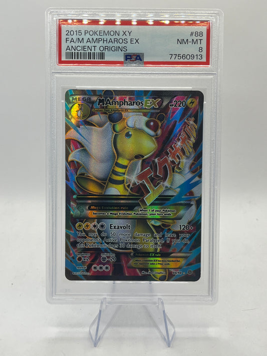 M Ampharos EX Full Art PSA 8 - XY Ancient Origins 2015