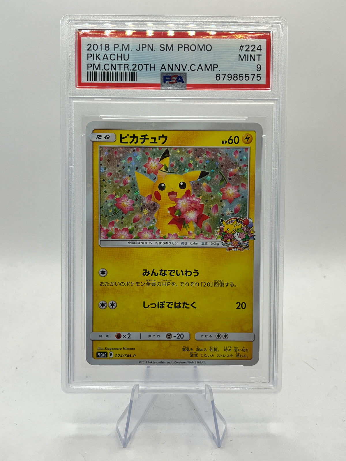 Pikachu Holo PSA 9 - Pokemon Center 20th Anniversary Promo 2018