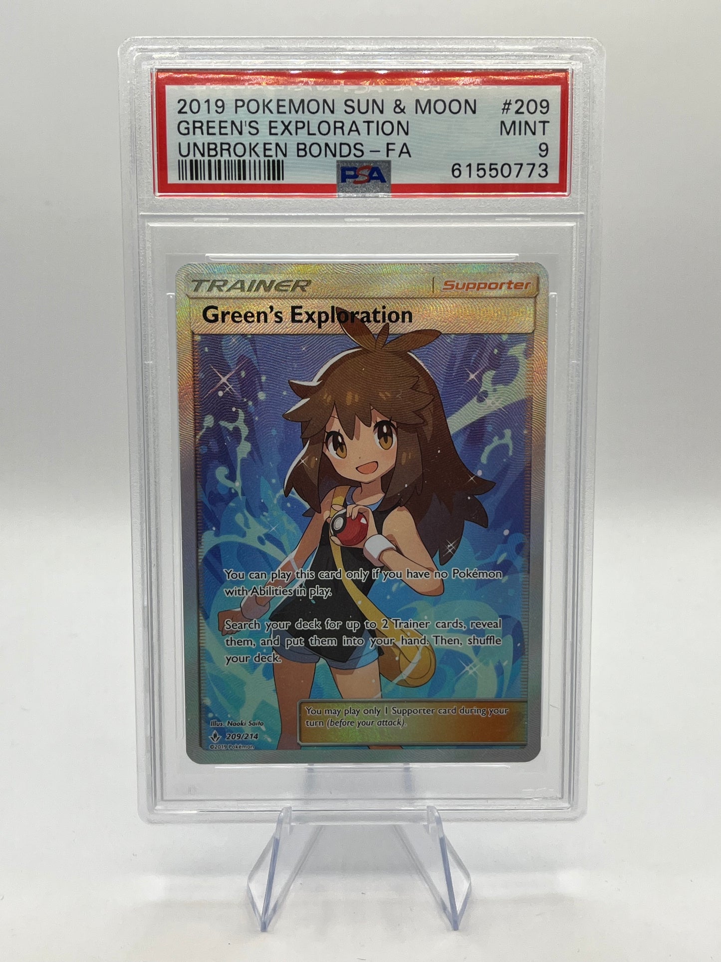 Green's Exploration Full Art PSA 9 - Unbroken Bonds 2019