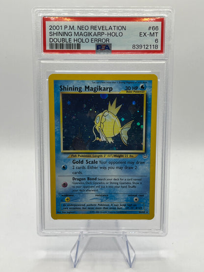 Shining Magikarp (Double Holo Error) PSA 6 - Neo Revelation 2001