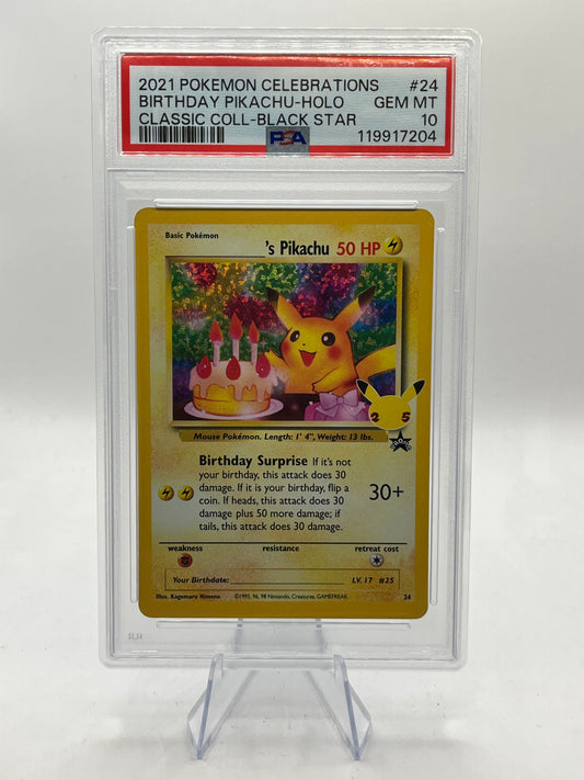 Birthday Pikachu Holo PSA 10 - Celebrations 2021