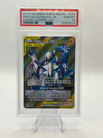 Arceus & Dialga & Palkia GX Full Art PSA 10 - Cosmic Eclipse 2019