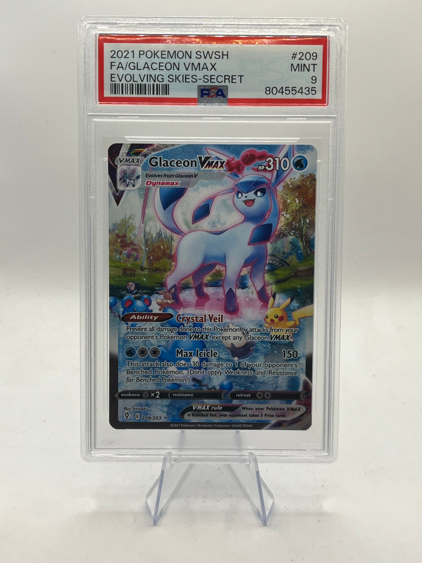 Glaceon Vmax Alt Art PSA 9 - Evolving Skies 2021
