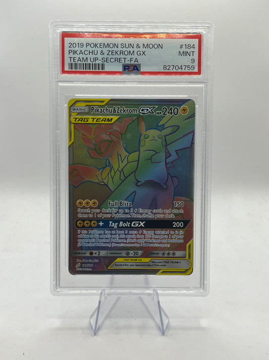 Pikachu & Zekrom GX Hyper Rare PSA 9 - Team Up 2019