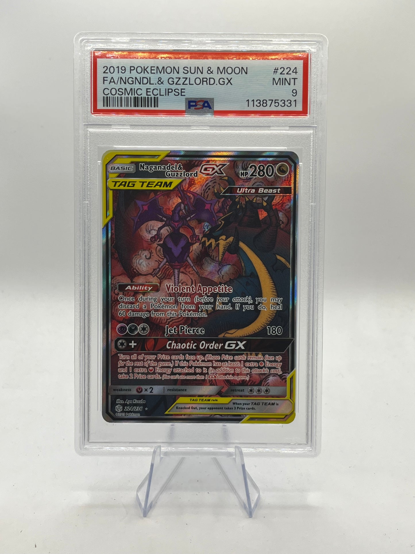 Naganadel & Guzzlord GX Alt Art PSA 9 - Cosmic Eclipse 2019