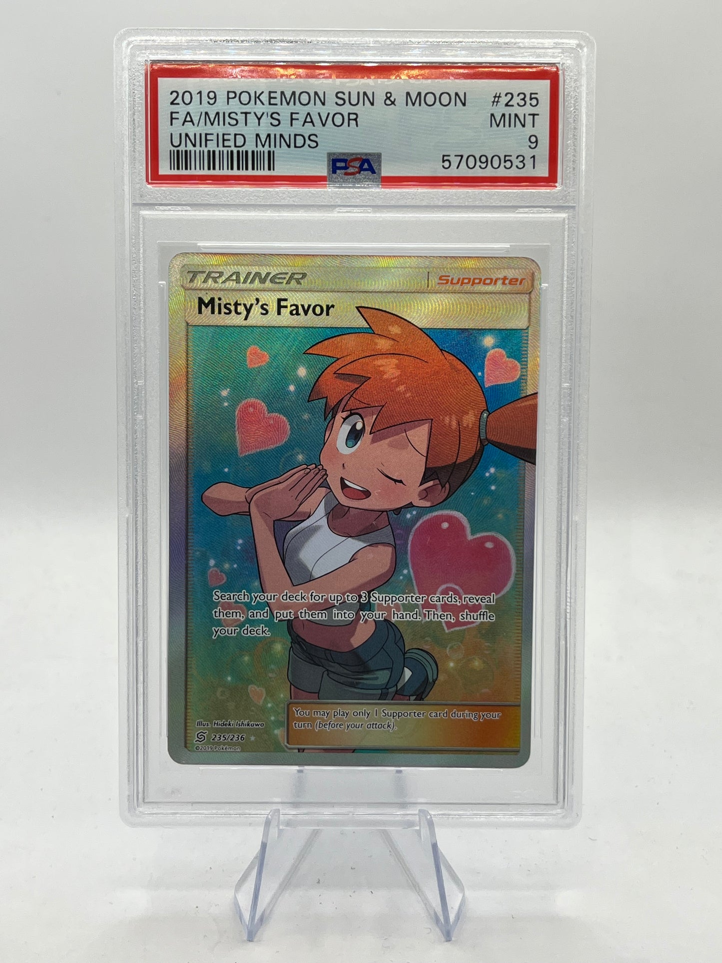 Misty's Favor Full Art PSA 9 - Unified Minds 2019