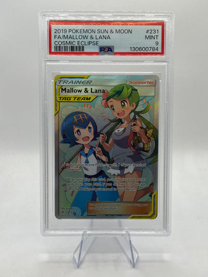 Mallow & Lana Full Art PSA 9 - Cosmic Eclipse 2019