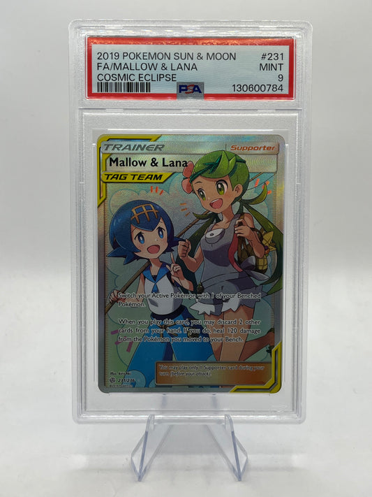 Mallow & Lana Full Art PSA 9 - Cosmic Eclipse 2019