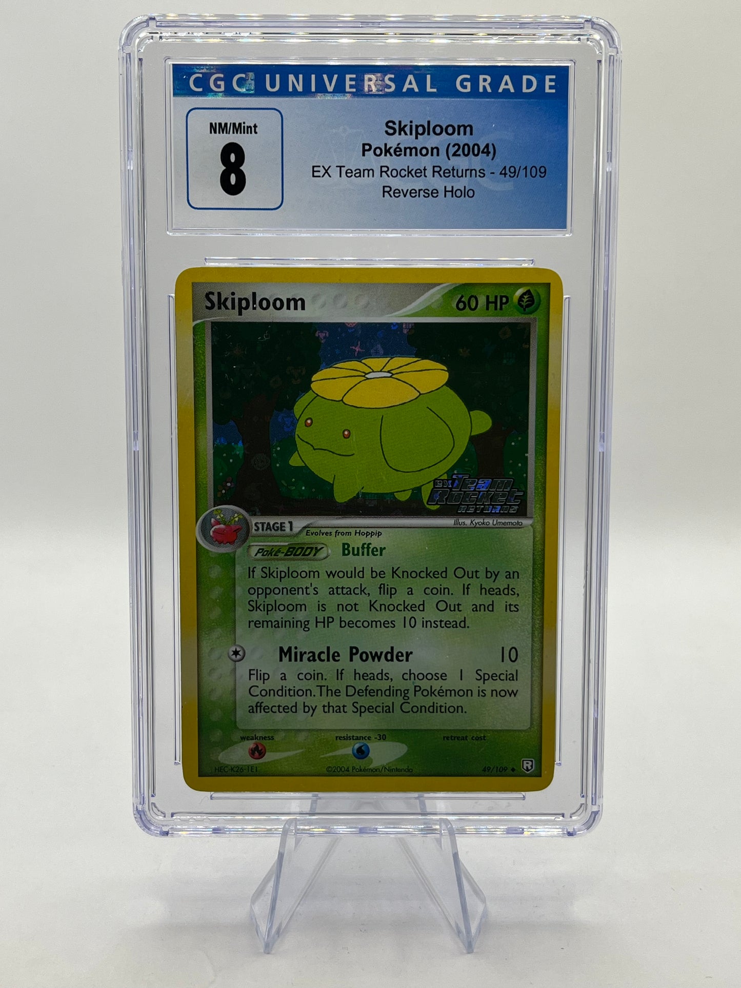 Skiploom Reverse Holo CGC 8 - EX Team Rocket Returns 2004
