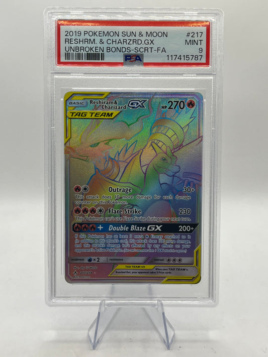 Reshiram & Charizard GX Hyper Rare PSA 9 - Unbroken Bonds 2019
