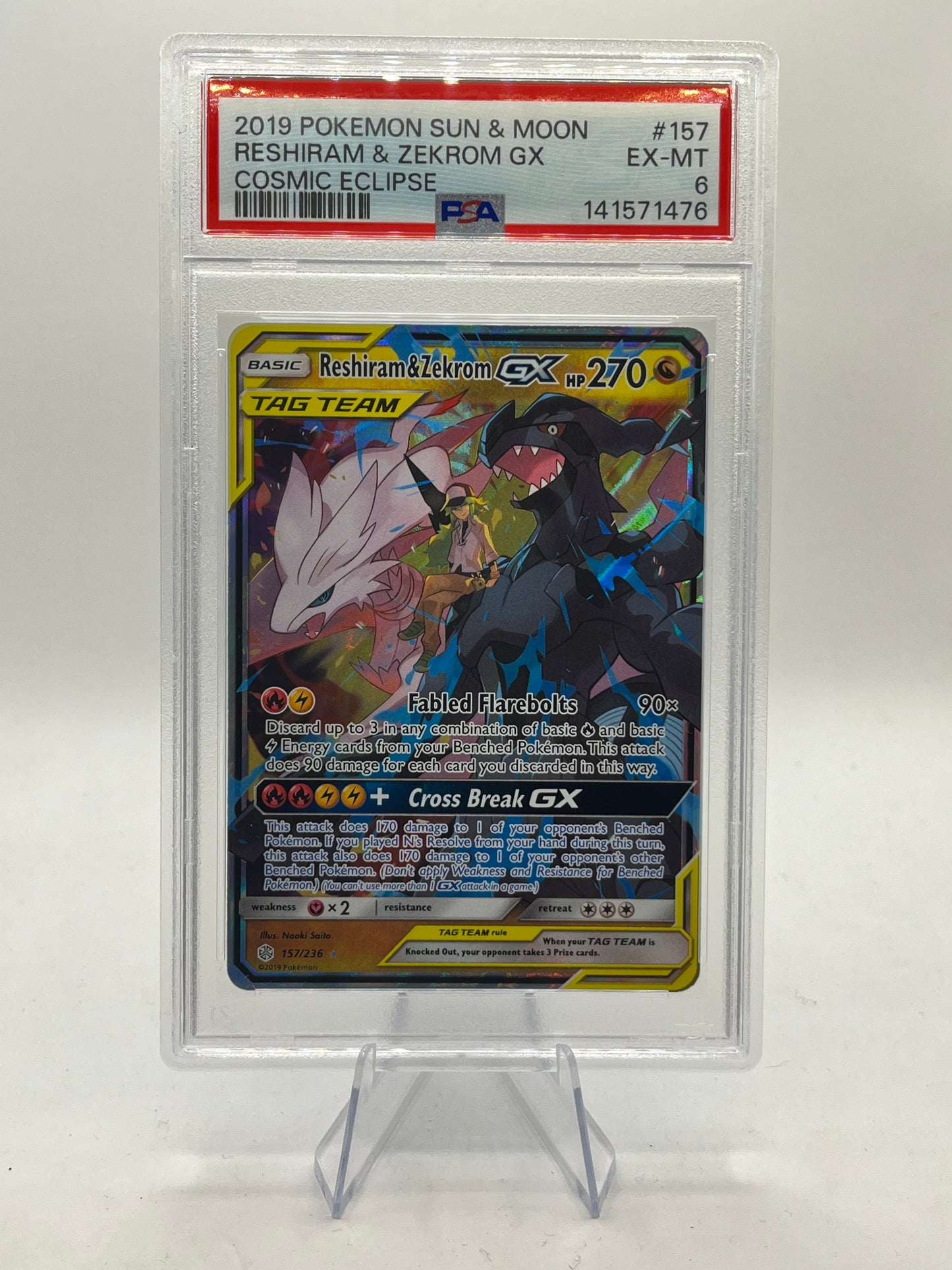 Reshiram & Zekrom GX PSA 6 - Cosmic Eclipse 2019