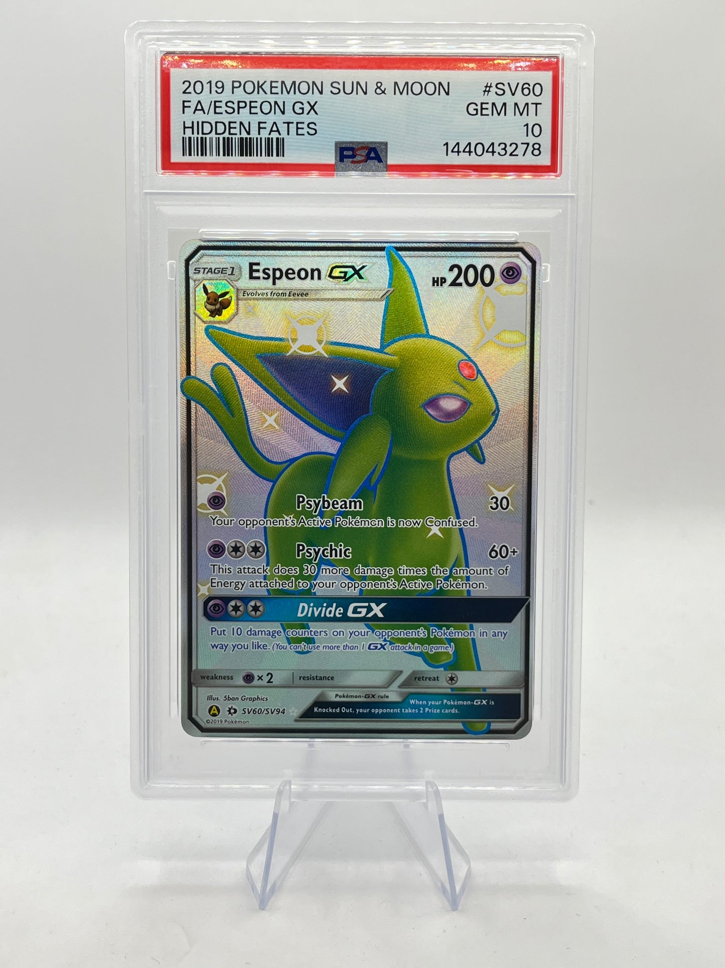 Espeon GX Full Art Shiny PSA 10 - Hidden Fates 2019