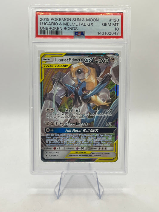 Lucario & Melmetal GX PSA 10 - Unbroken Bonds 2019