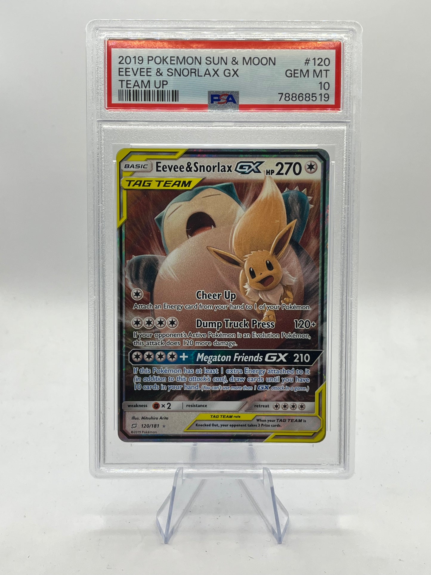 Eevee & Snorlax GX PSA 10 - Team Up 2019